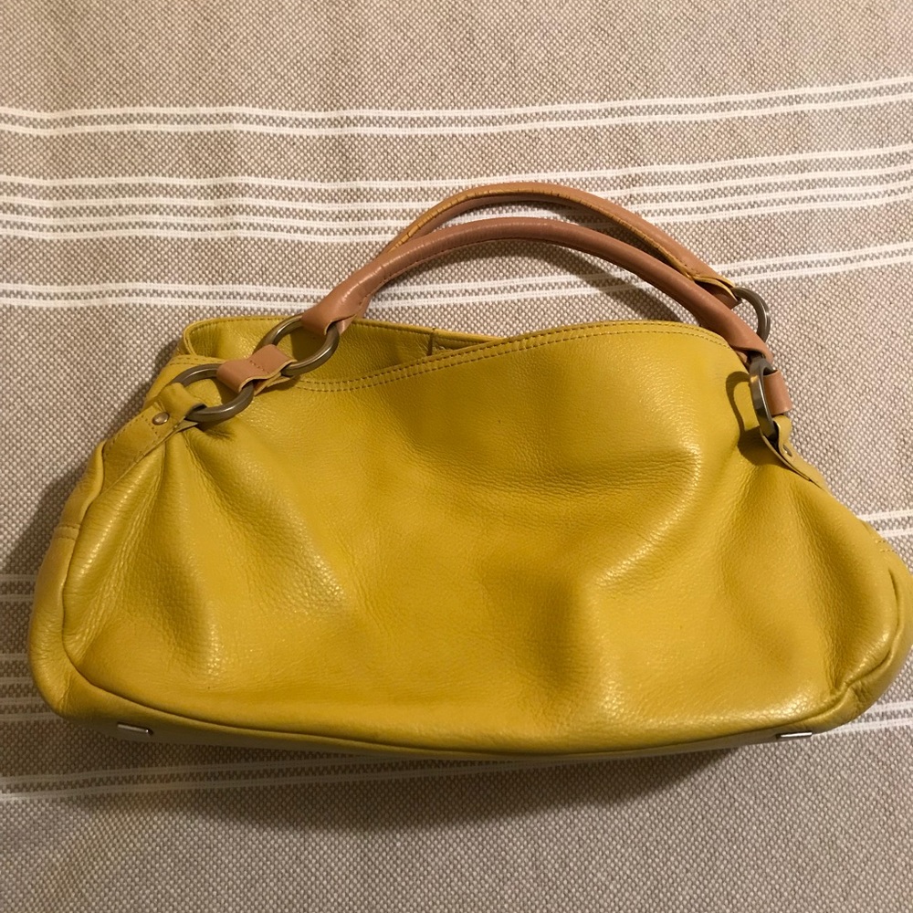HYPE Canary Yellow Leather Satchel Purse.